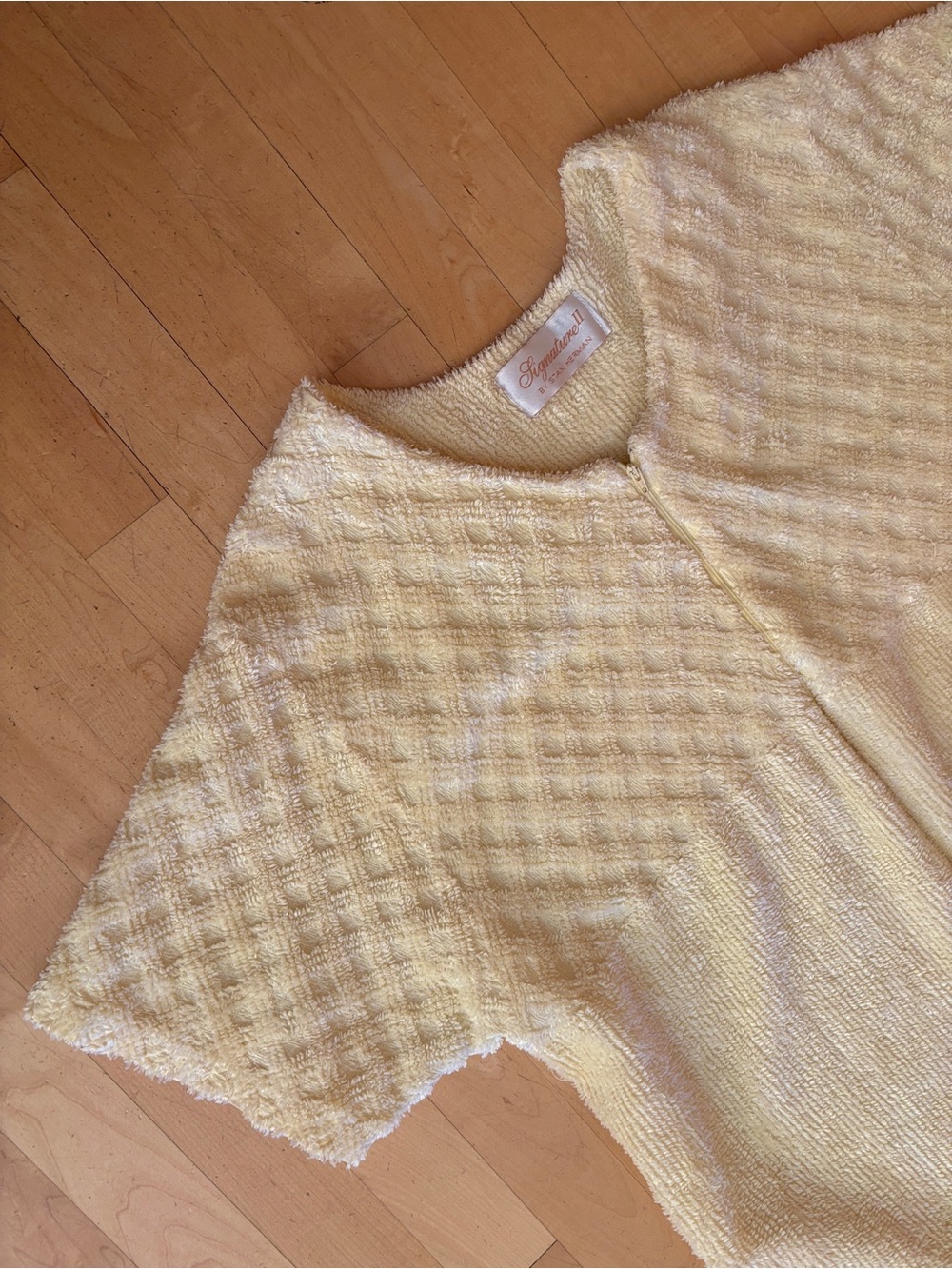 Vintage Stan Herman Yellow Chenille House Coat Robe Maxi - Short Sleeve size XL
